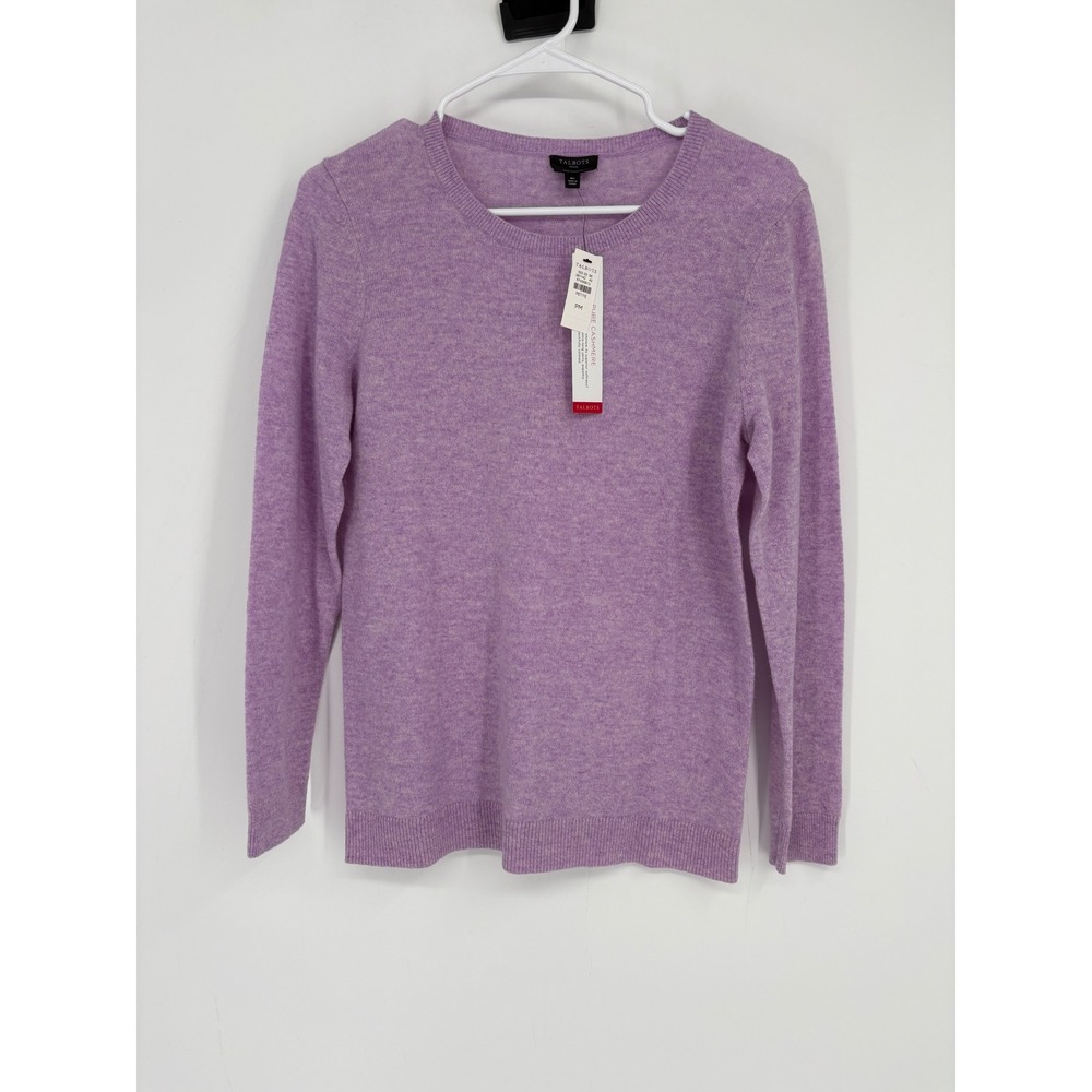 Talbots Sweater Womens PM Purple Pure Cashmere Crewneck Long Sleeve Pullover
